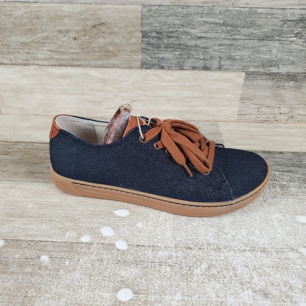 Birkenstock Arran Womens Shoes Sz 5 Blue Narrow Denim Leather Round Toe Lace Up